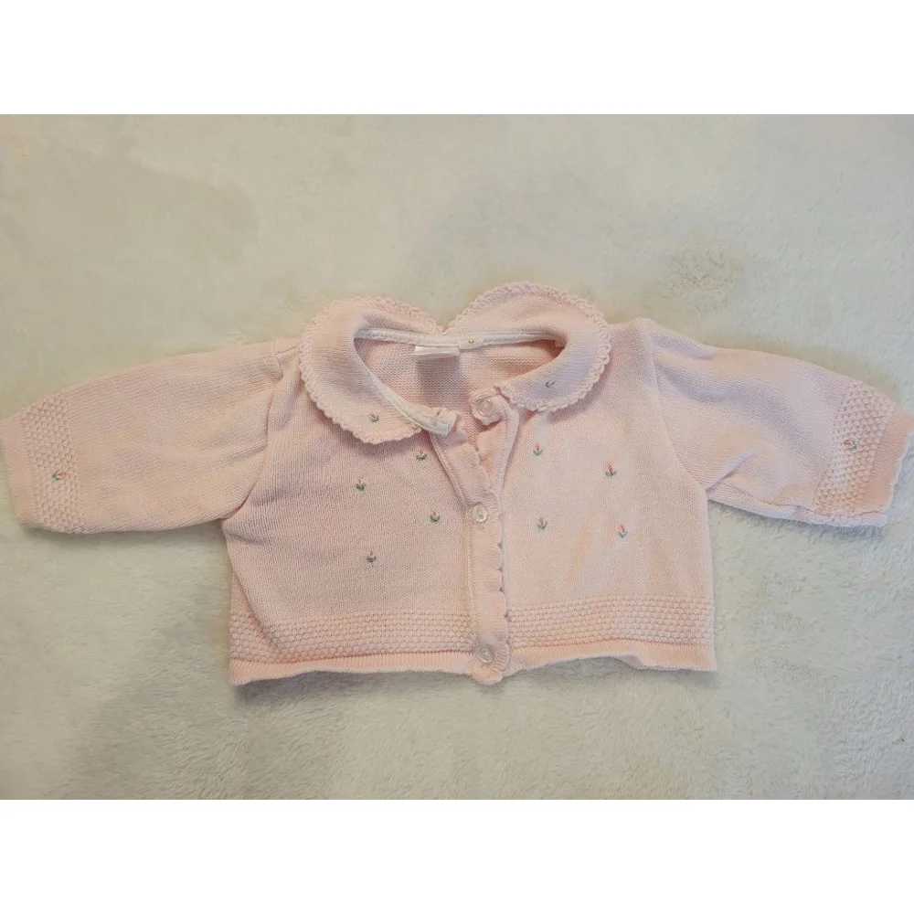 Bundle 2 Vintage Teddy Tots Baby Girl Pink Knit Sets Size 0